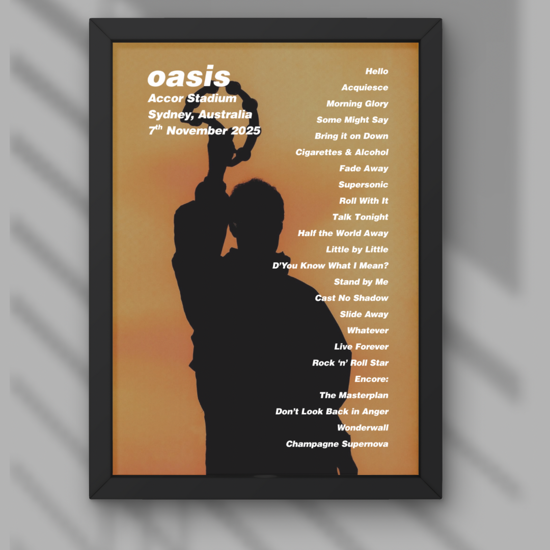 Oasis Australia Setlist Prints 🇦🇺