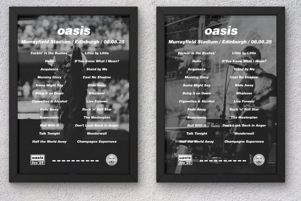 Oasis Edinburgh Setlist Print - All Dates