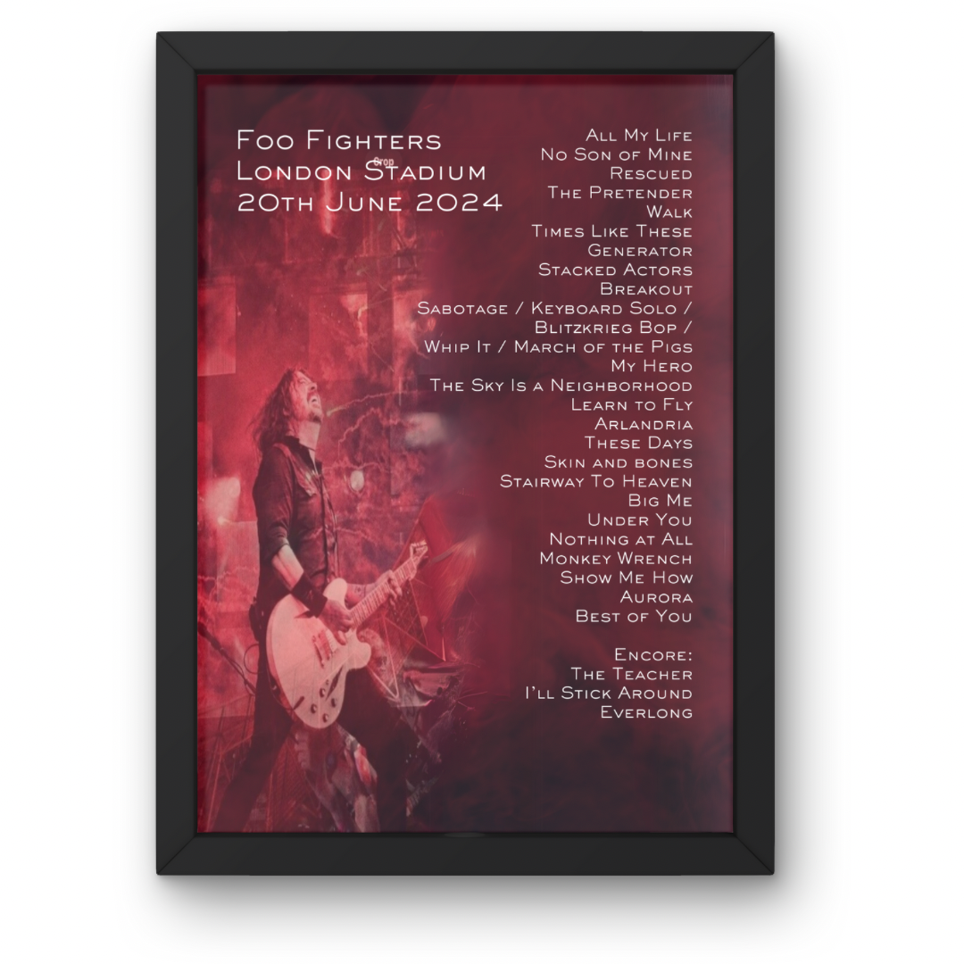 Custom Setlist Posters Any Gig/Artist YOU CHOOSE! A1-5 with frame option