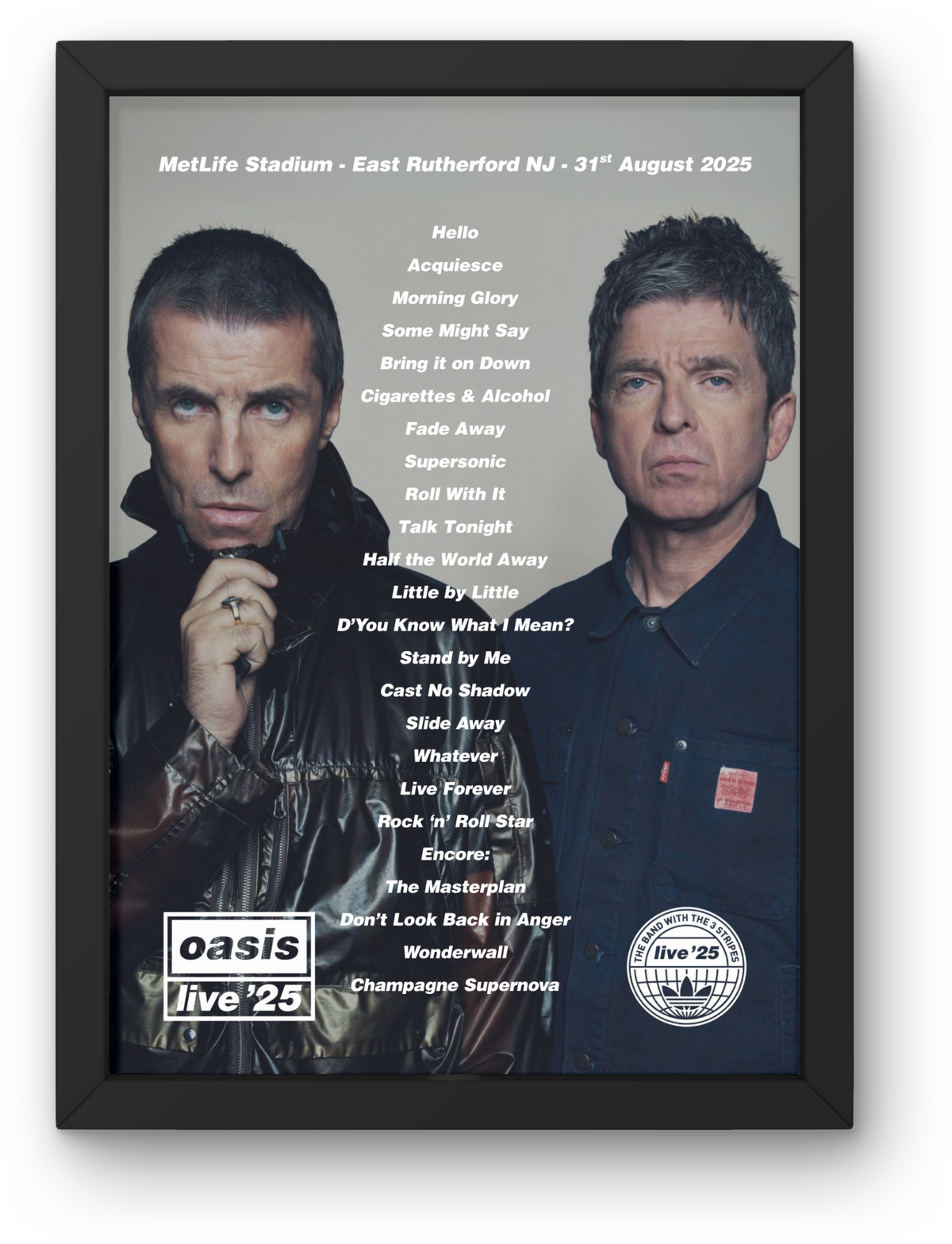 Oasis USA & Canada Setlist Print - All Dates