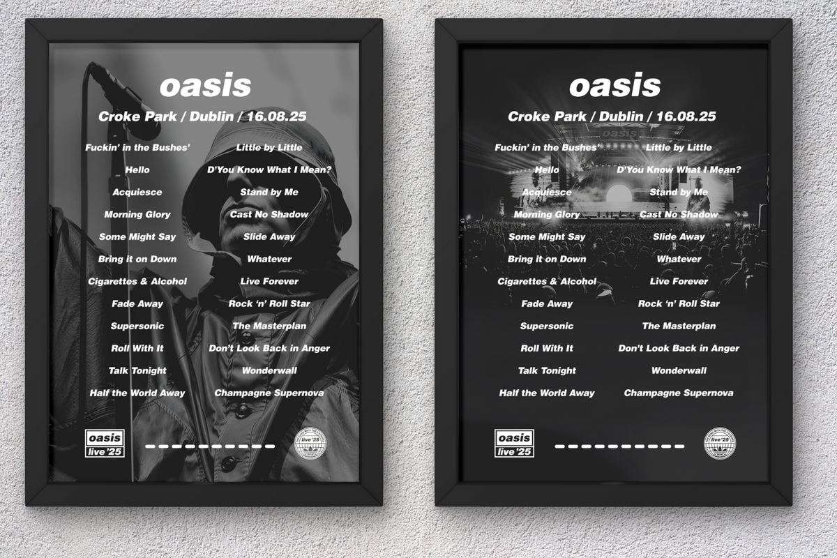 Oasis Dublin Setlist Print - Both Dates