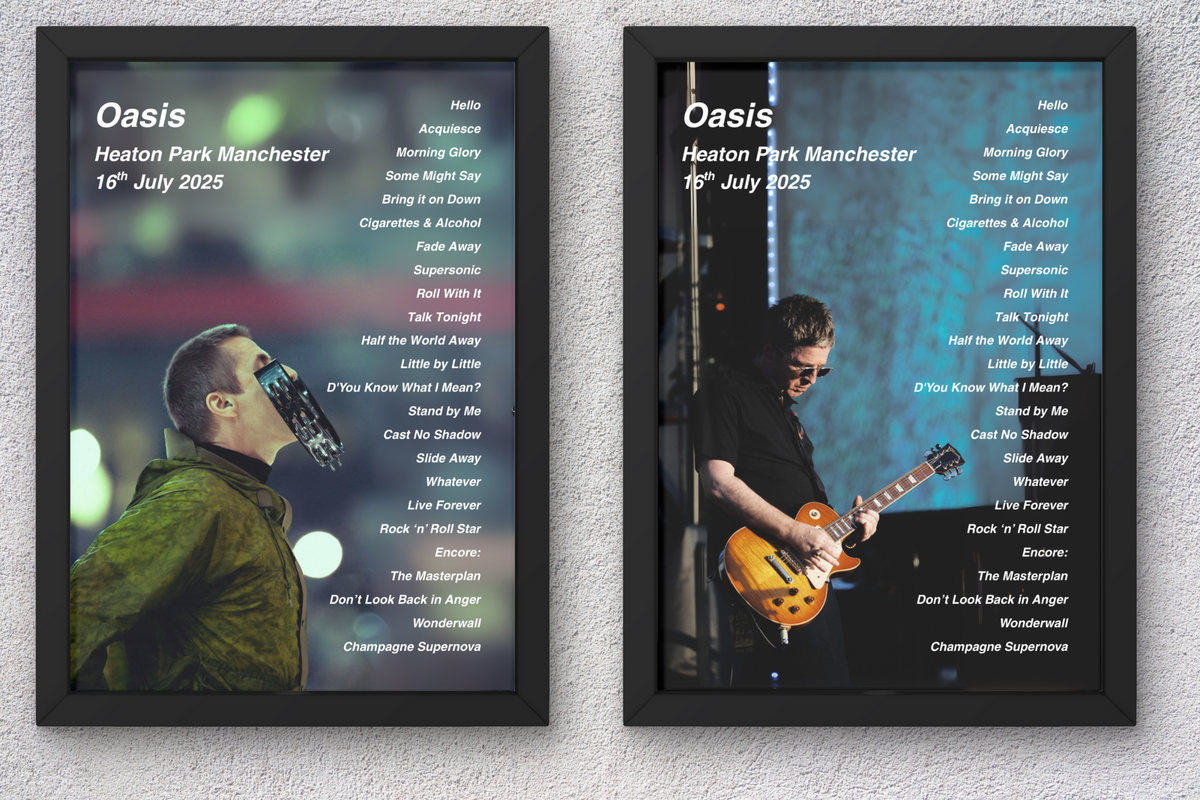 Oasis Manchester Setlist Print - All Dates
