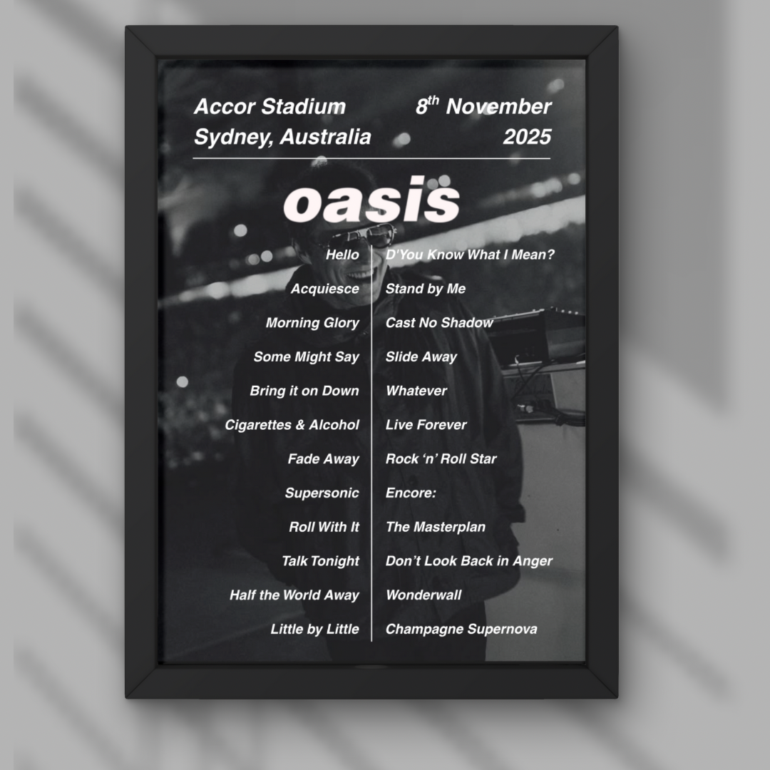 Oasis Sydney Setlist Print - Night Two 8th Nov