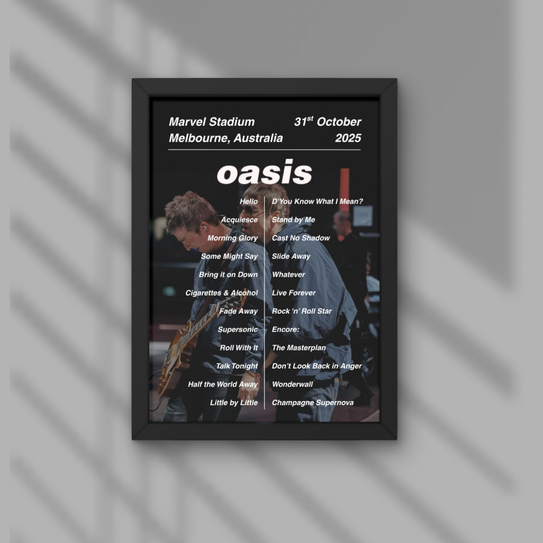Oasis Melbourne Setlist Prints - All Dates