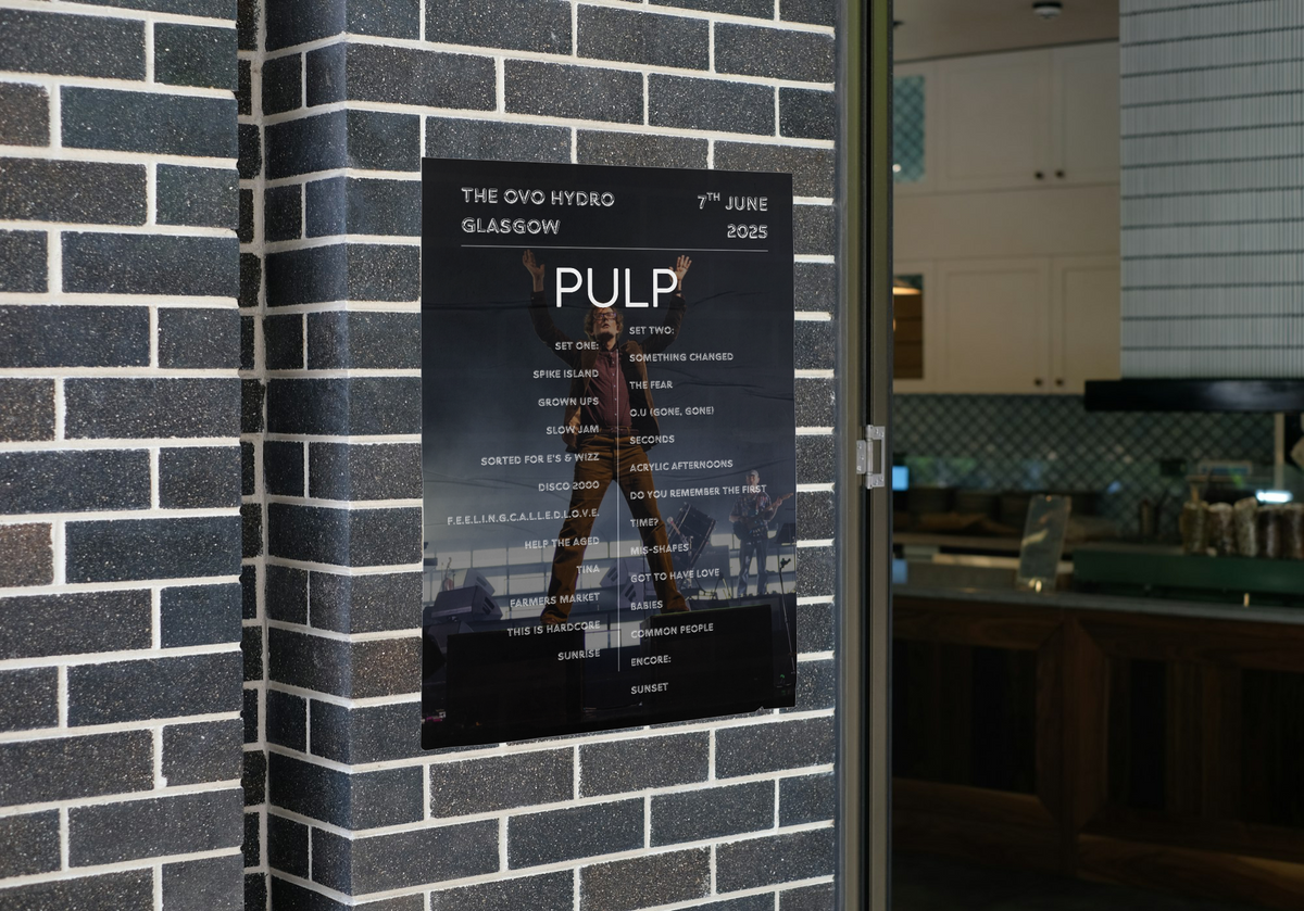 Pulp Live 2025 Setlist Poster All dates available - A1 to A5 Frame Option
