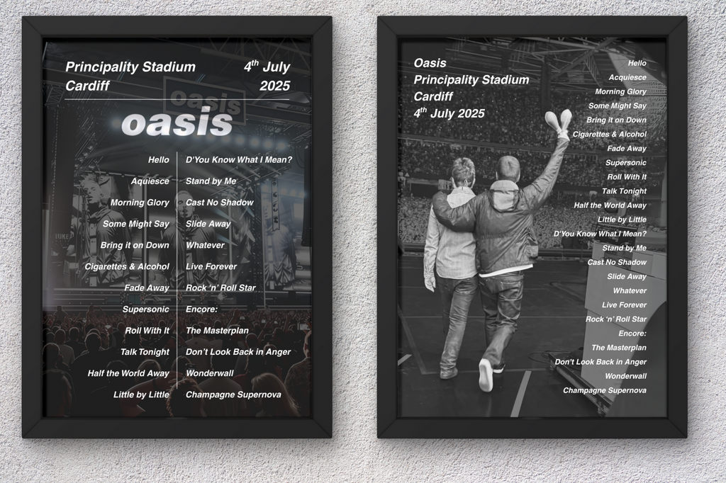 Oasis Cardiff Setlist Print - Both Dates