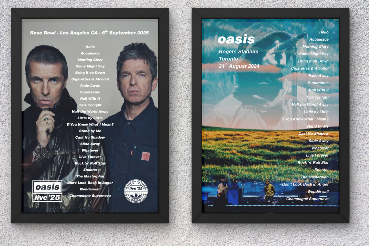 Oasis USA & Canada Setlist Print - All Dates
