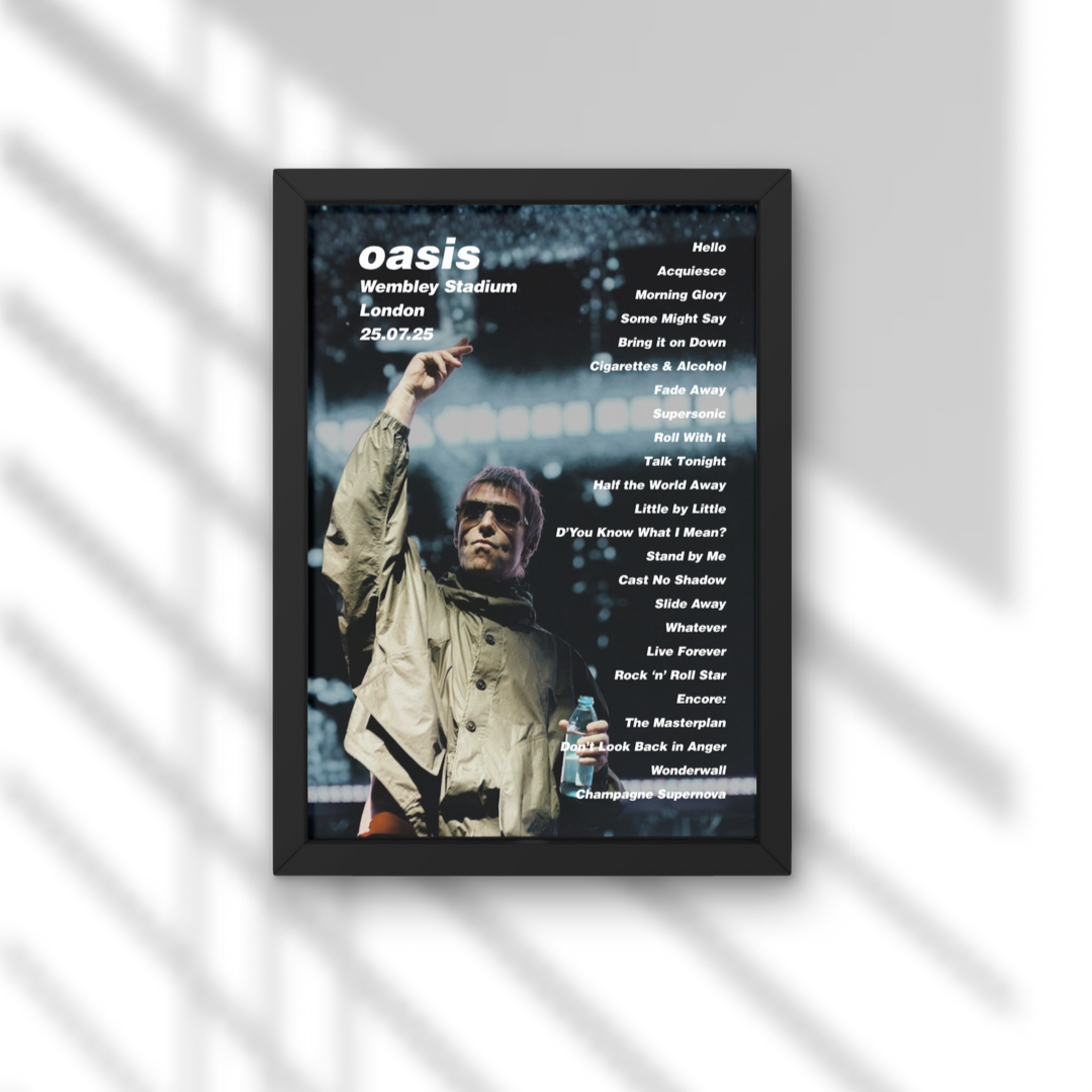 Oasis Wembley Setlist Print New Design - All Dates
