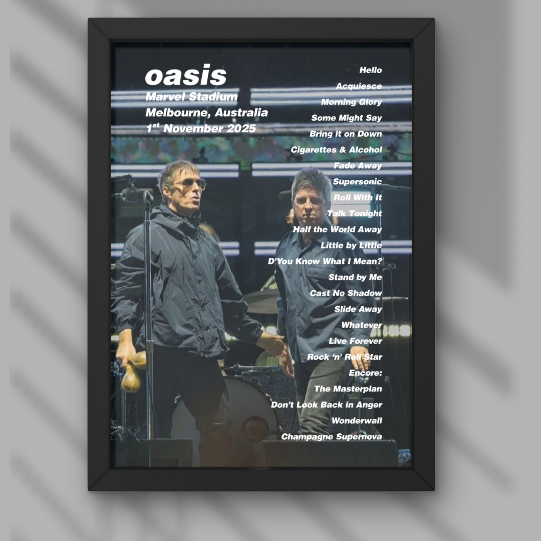 Oasis Sydney Setlist Print - Night One 7th Nov
