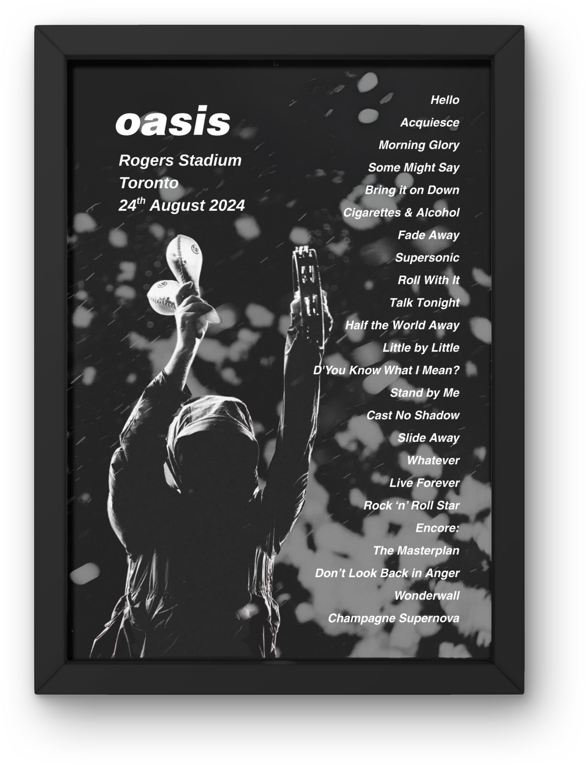 Oasis Toronto Setlist Print - Both Dates