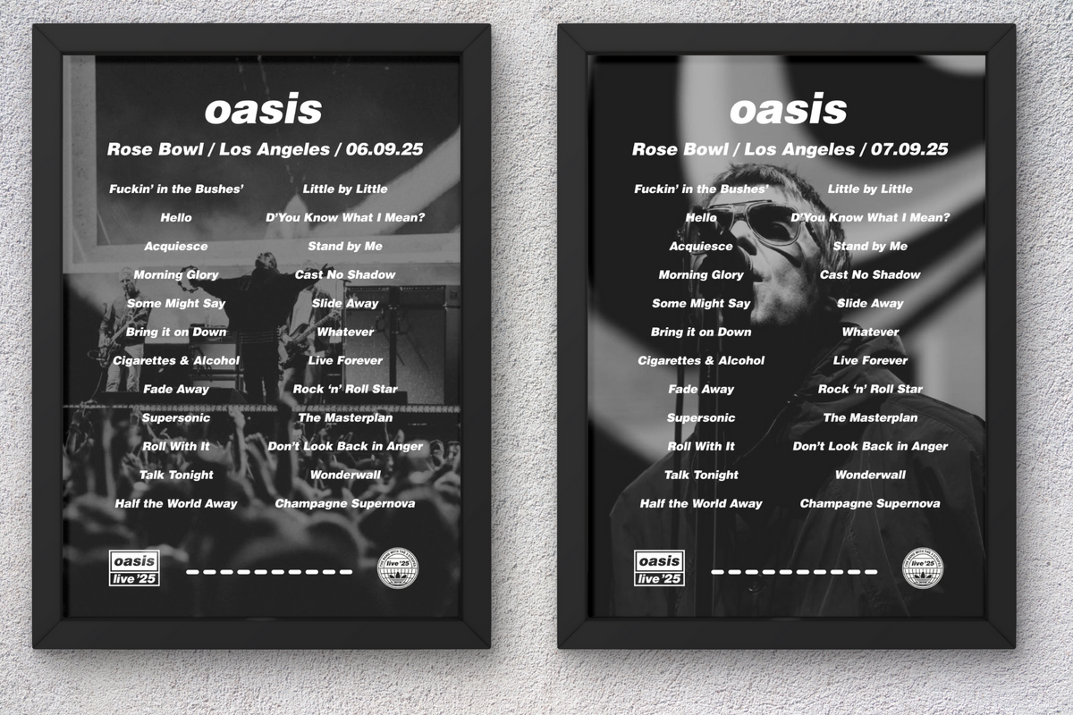 Oasis Los Angeles Setlist Print - Both Dates