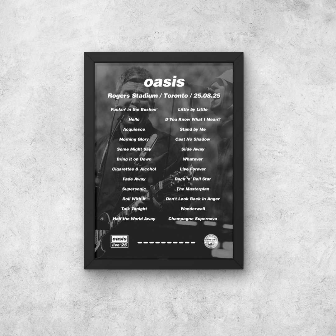 Oasis Toronto Setlist Print - Both Dates