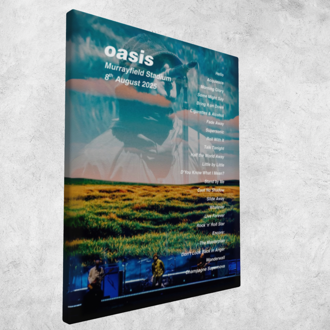 OASIS LIVE 2025 SETLIST CANVAS | ALL DATES | 30cm x 40cm
