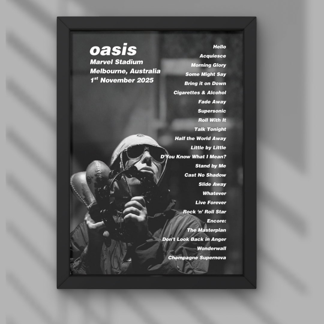Oasis Melbourne Setlist Print Night Two 1st Nov