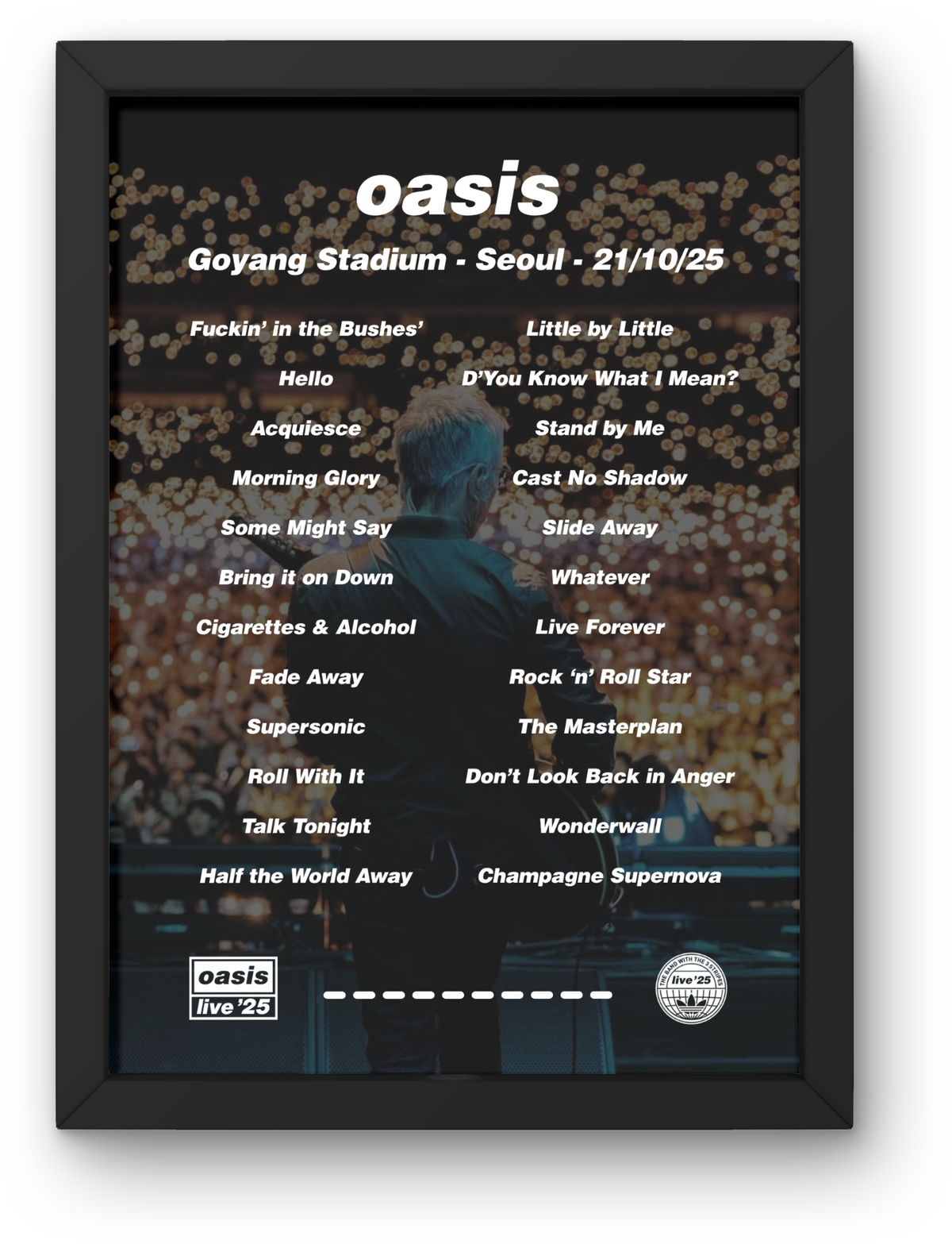 Oasis Seoul Setlist Prints