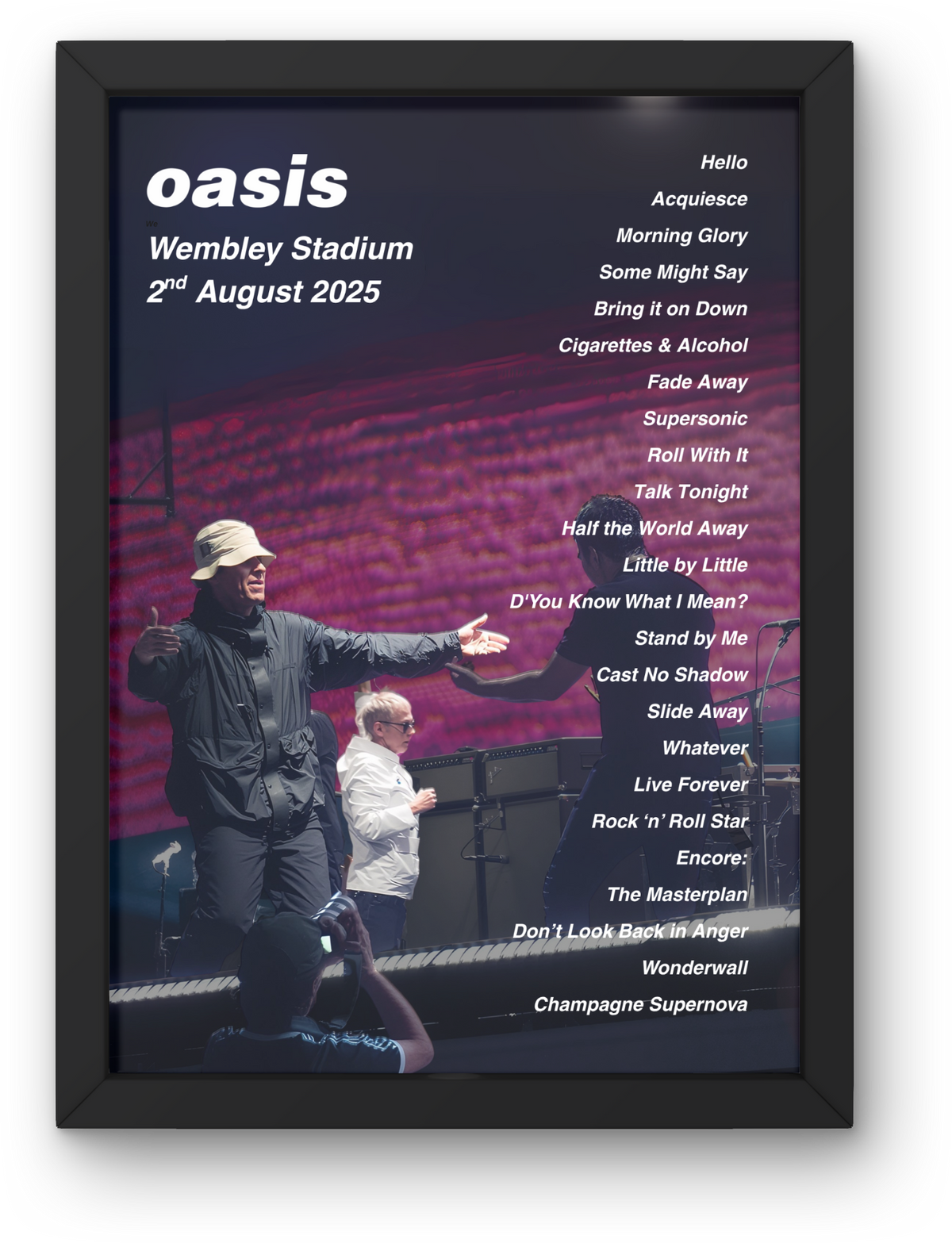 Oasis Wembley Setlist Print - All Dates