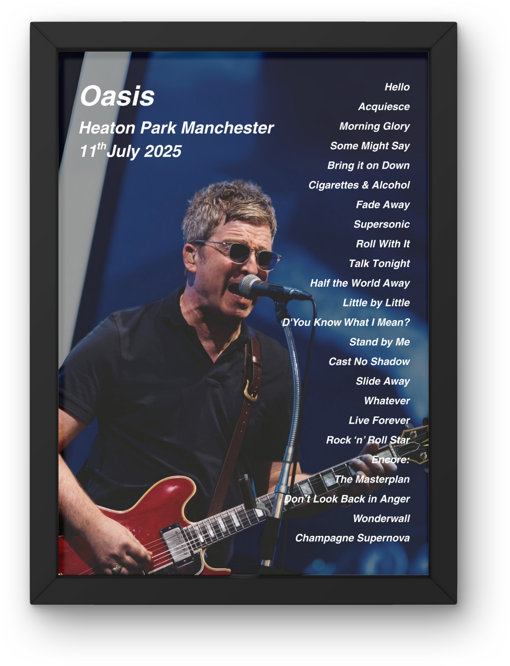 Oasis Manchester Setlist Print - All Dates