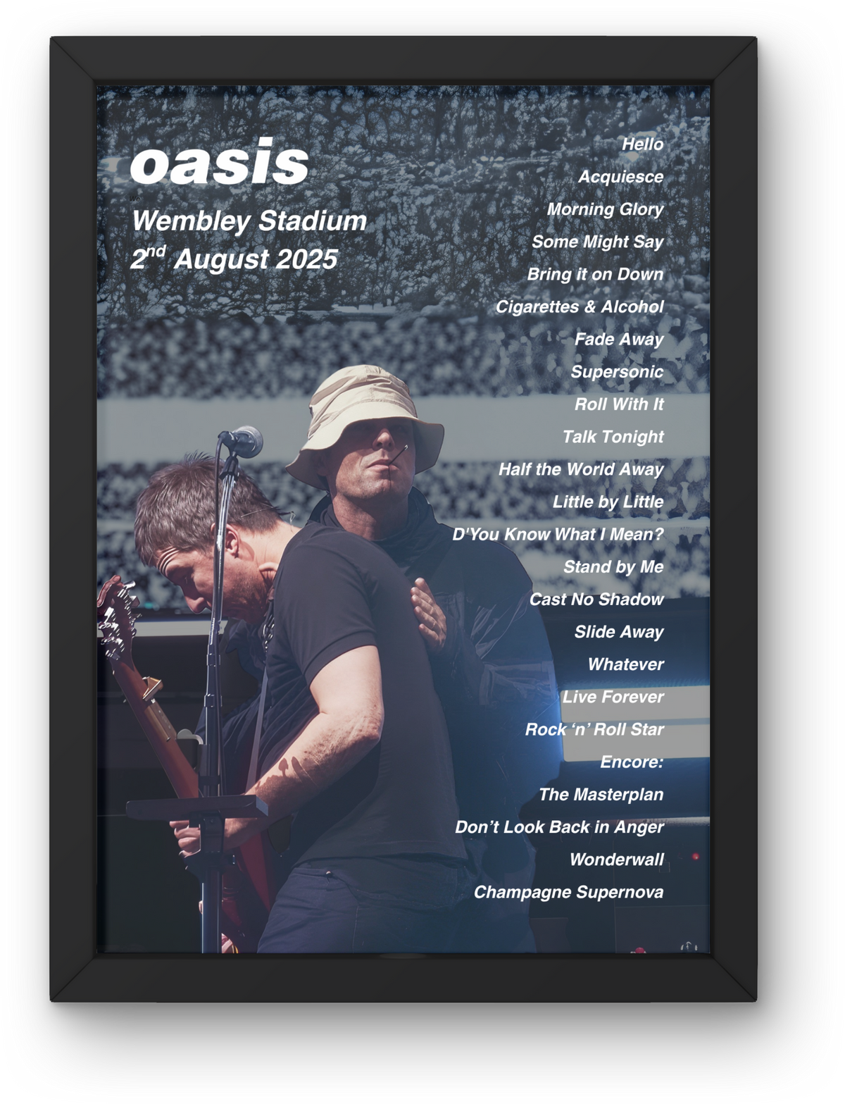 Oasis Wembley Setlist Print - All Dates