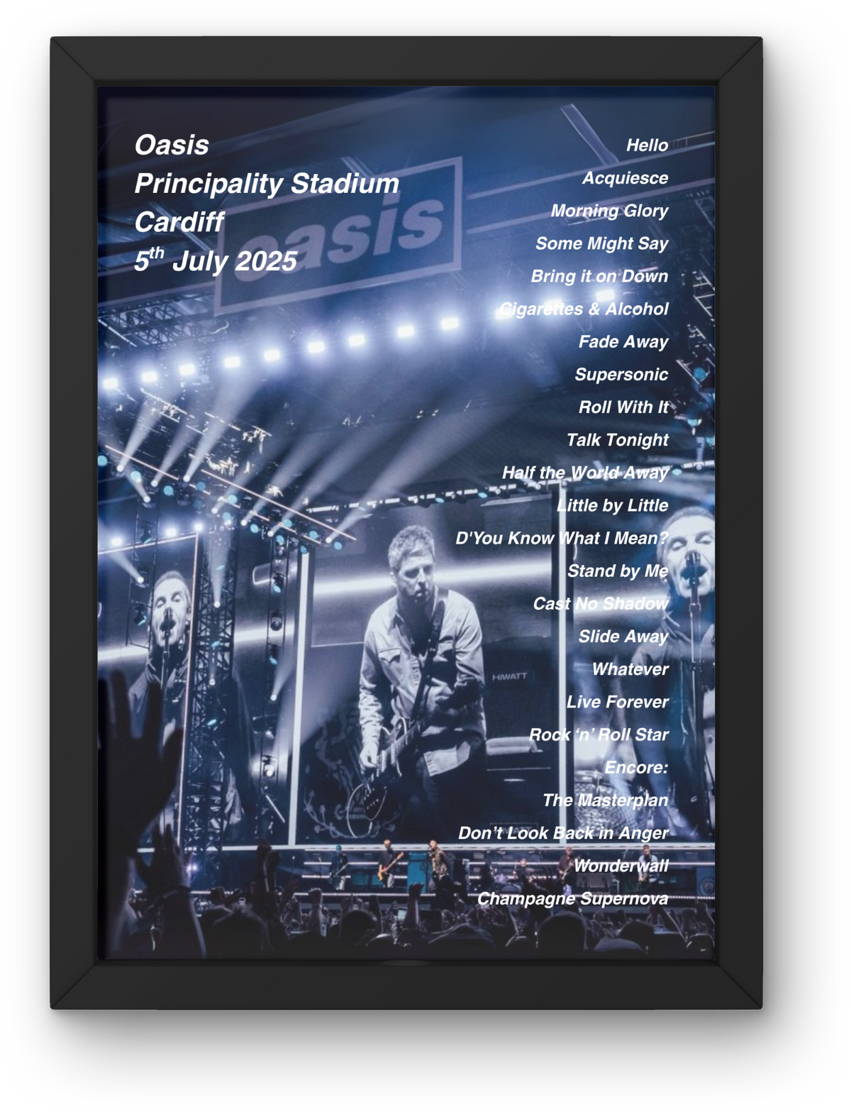 Oasis Cardiff Setlist Print - Both Dates