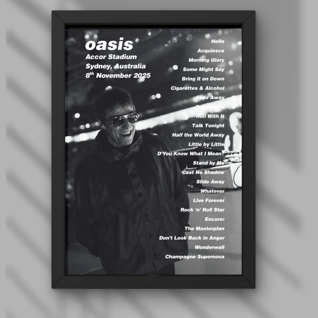Oasis Sydney Setlist Print - Night Two 8th Nov