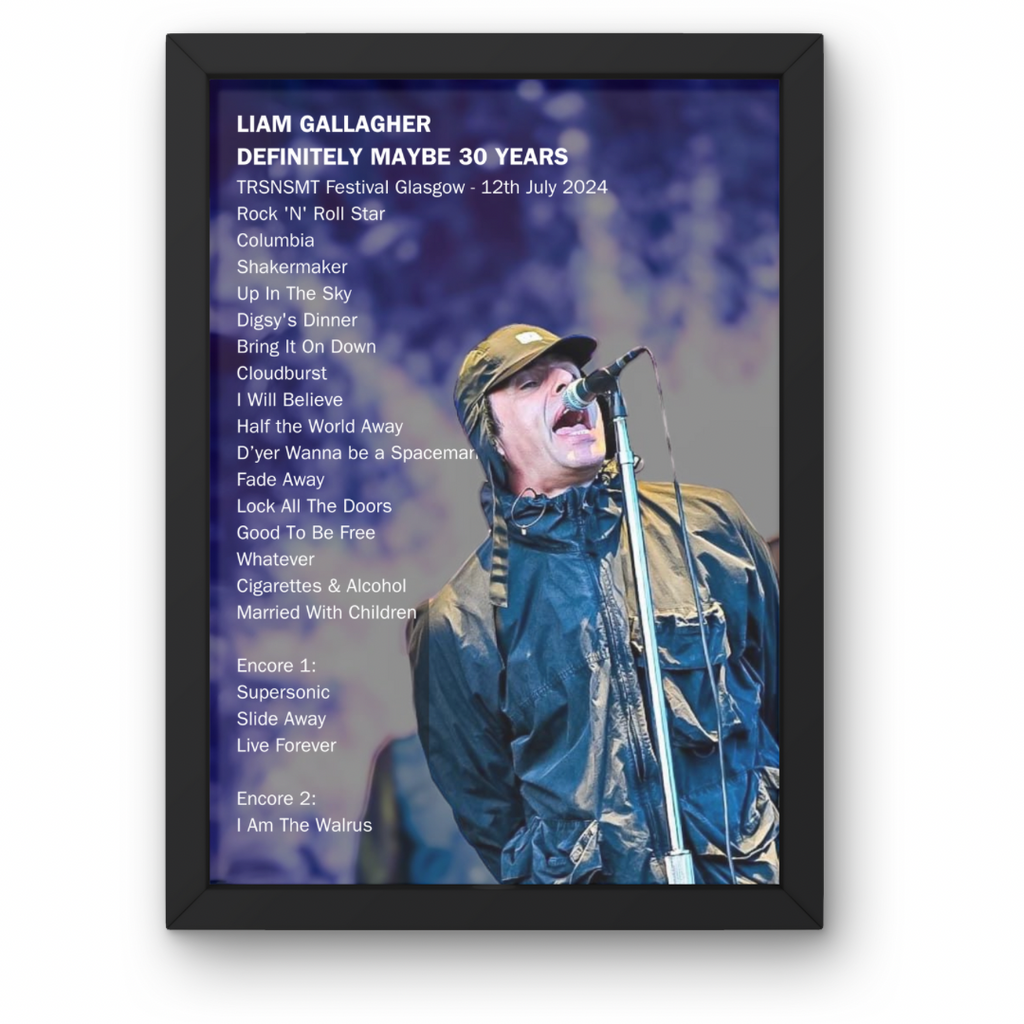 Custom Setlist Posters Any Gig/Artist YOU CHOOSE! A1-5 with frame option