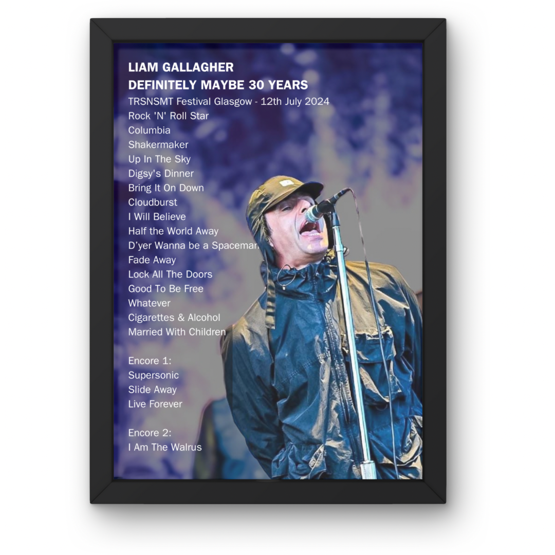 Custom Setlist Posters Any Gig/Artist YOU CHOOSE! A1-5 with frame option