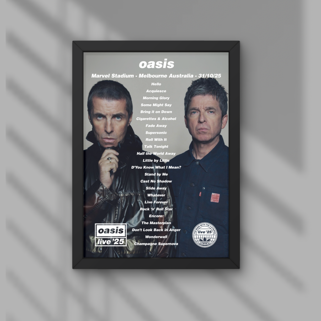Oasis Melbourne Setlist Print - All Dates