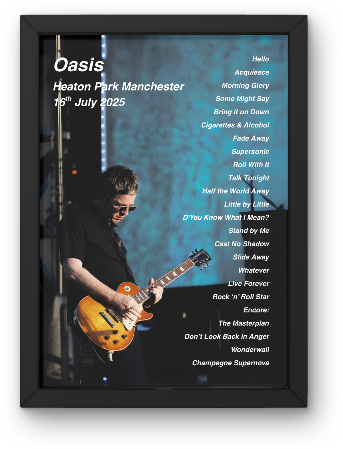 Oasis Manchester Setlist Print - All Dates