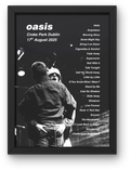 Oasis Dublin Setlist Print - Both Dates