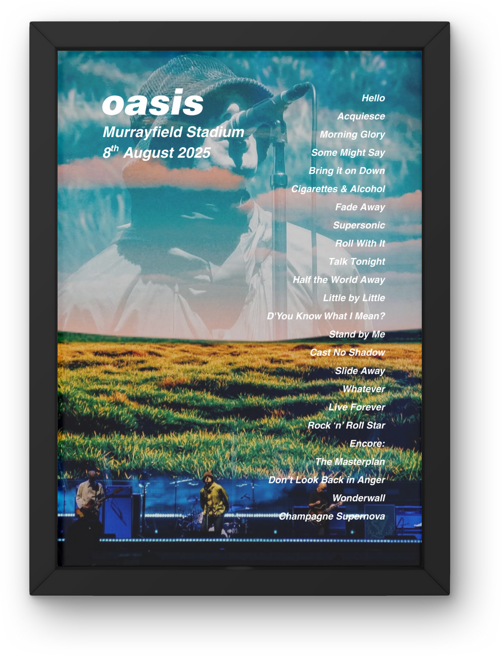 Oasis Edinburgh Setlist Print - All Dates