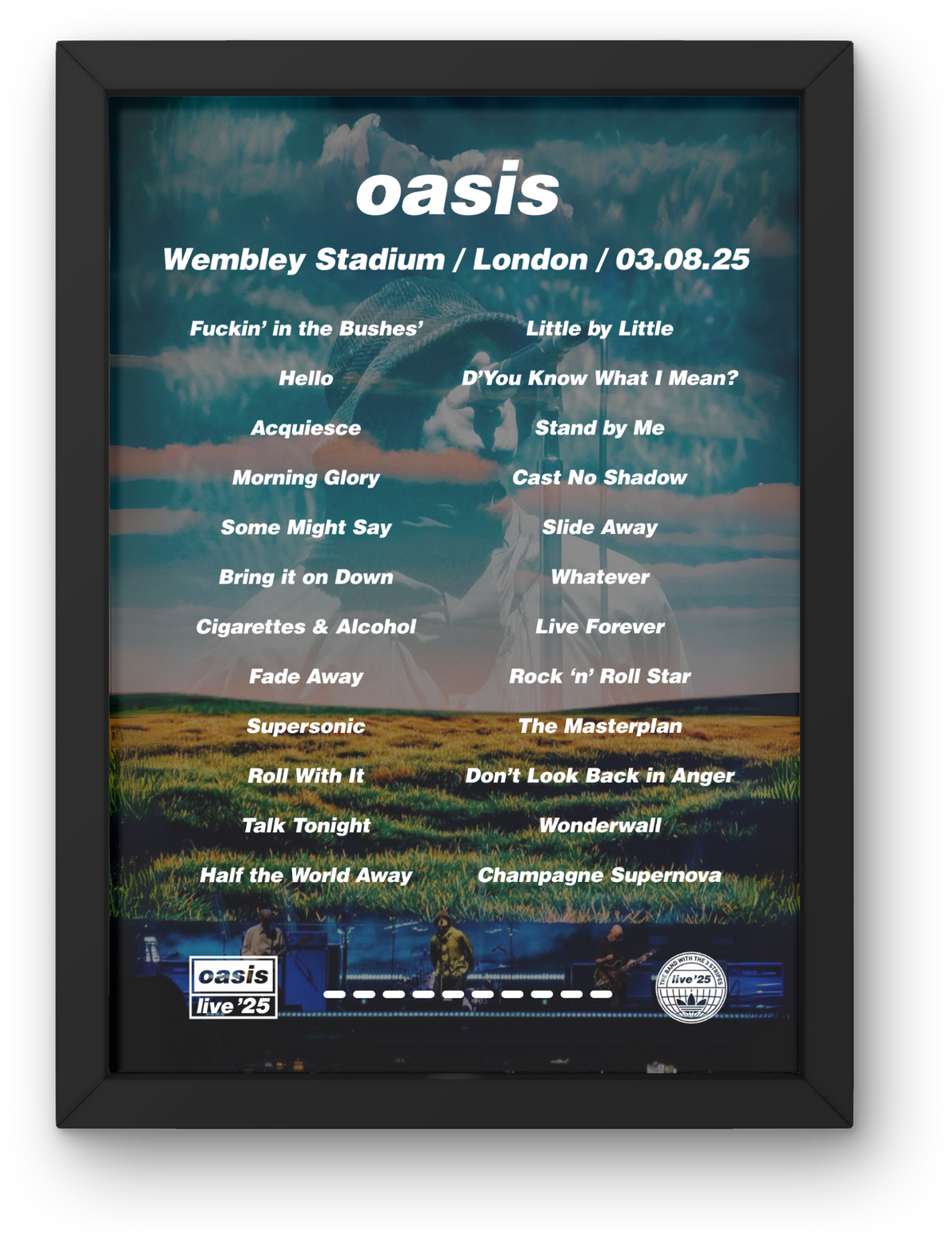 Oasis Wembley Setlist Print - All Dates