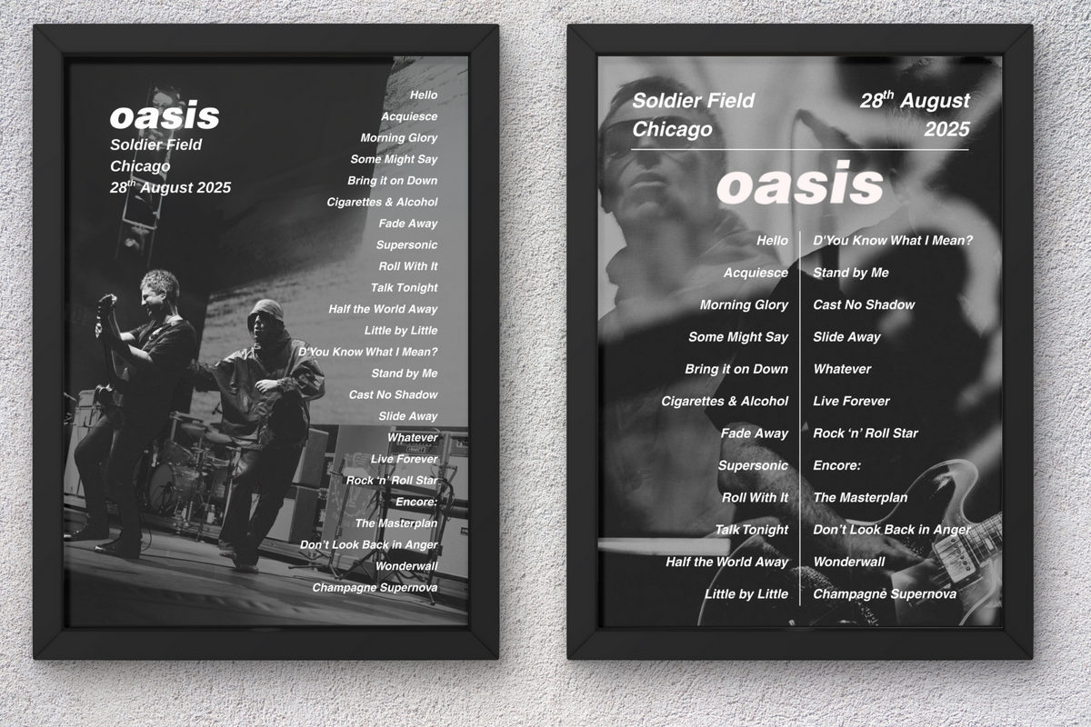Oasis Chicago Setlist Print