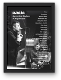 Oasis Edinburgh Setlist Print - All Dates