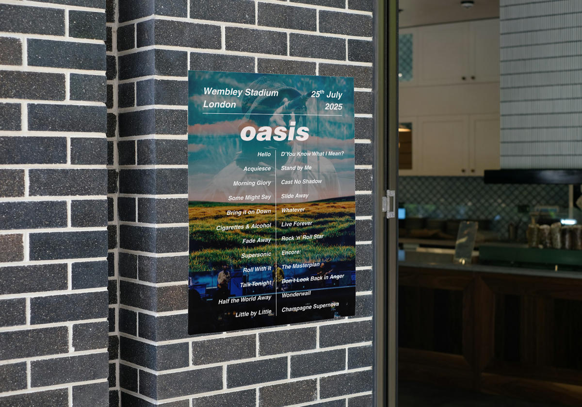 Oasis Wembley Setlist Print - All Dates