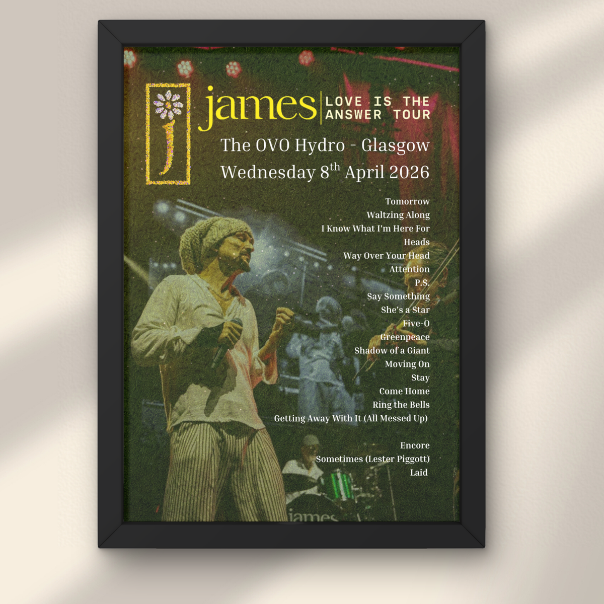 James 2026 UK Setlist Posters - All Dates Available