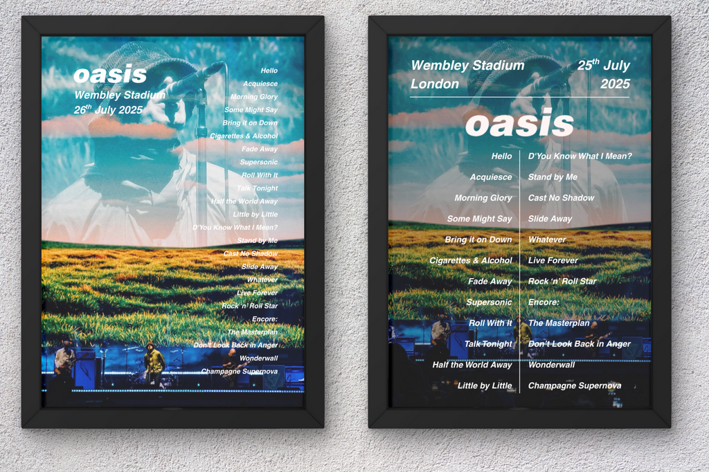 Oasis Wembley Setlist Print - All Dates