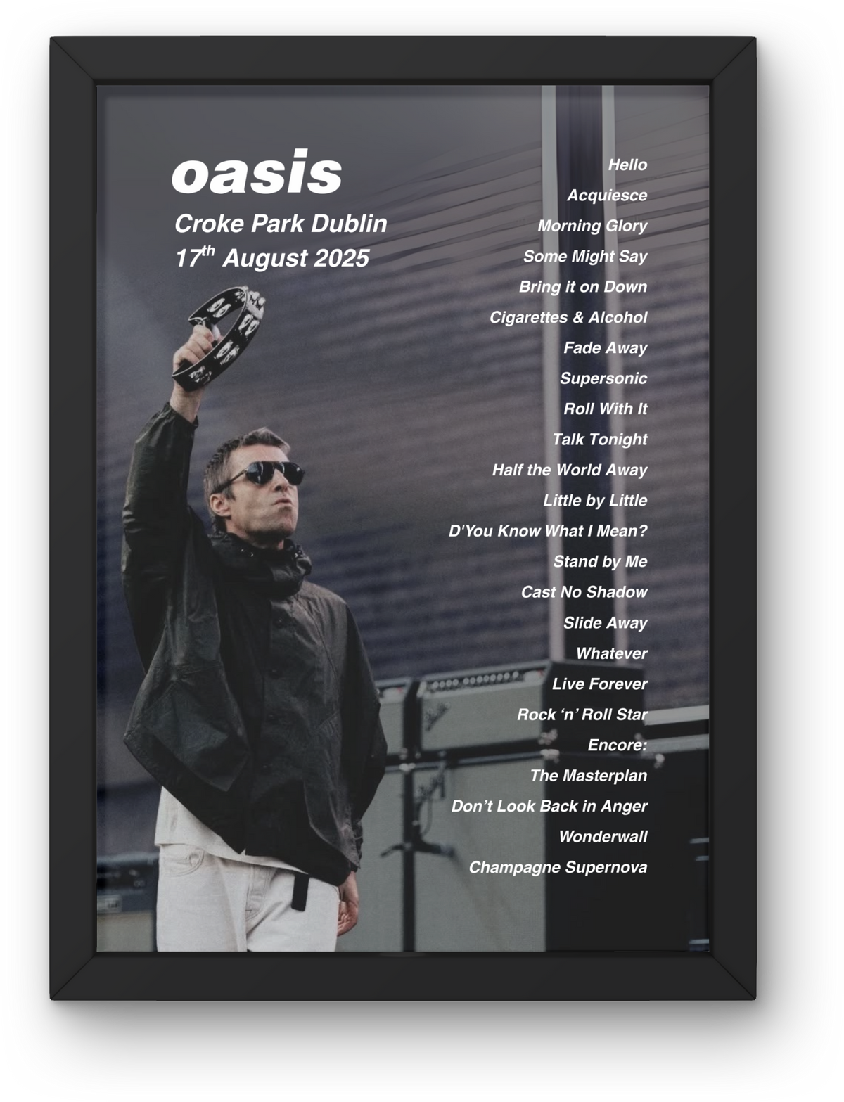 Oasis Dublin Setlist Print - Both Dates