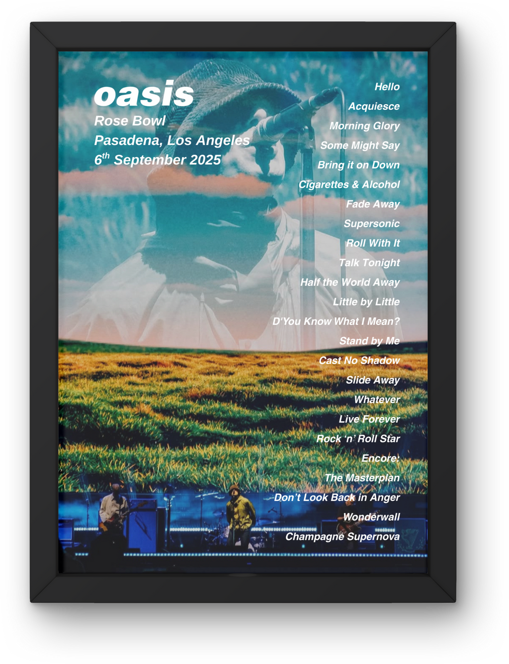 Oasis USA & Canada Setlist Print - All Dates