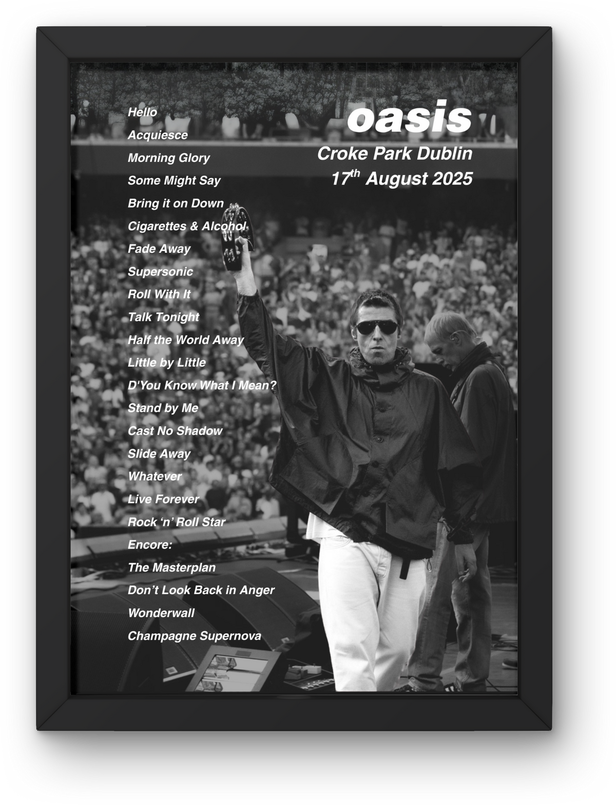 Oasis Dublin Setlist Print - Both Dates