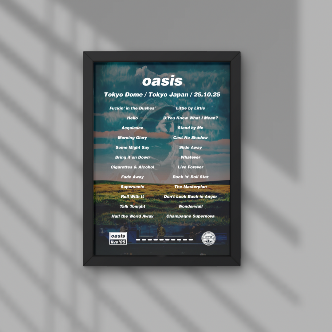 Oasis Tokyo Dome Setlist Prints - Both Dates