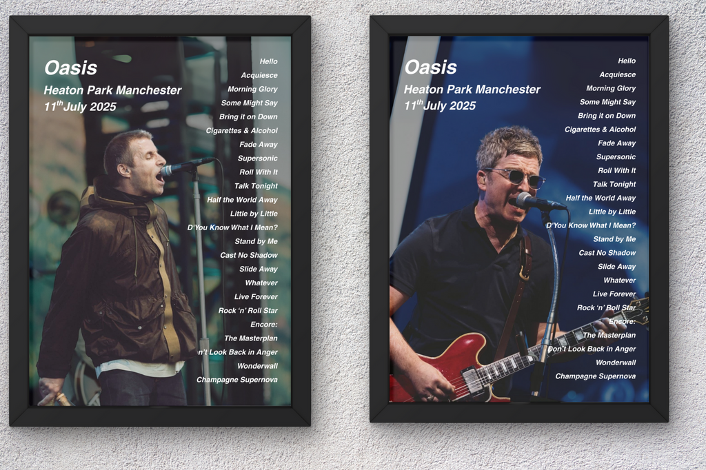 Oasis Manchester Setlist Print - All Dates