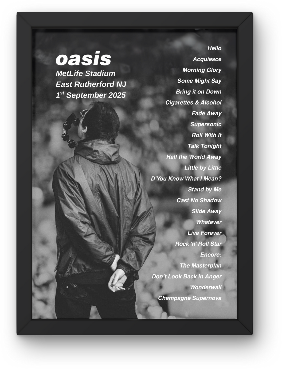 Oasis East Rutherford Setlist Print - Both Dates