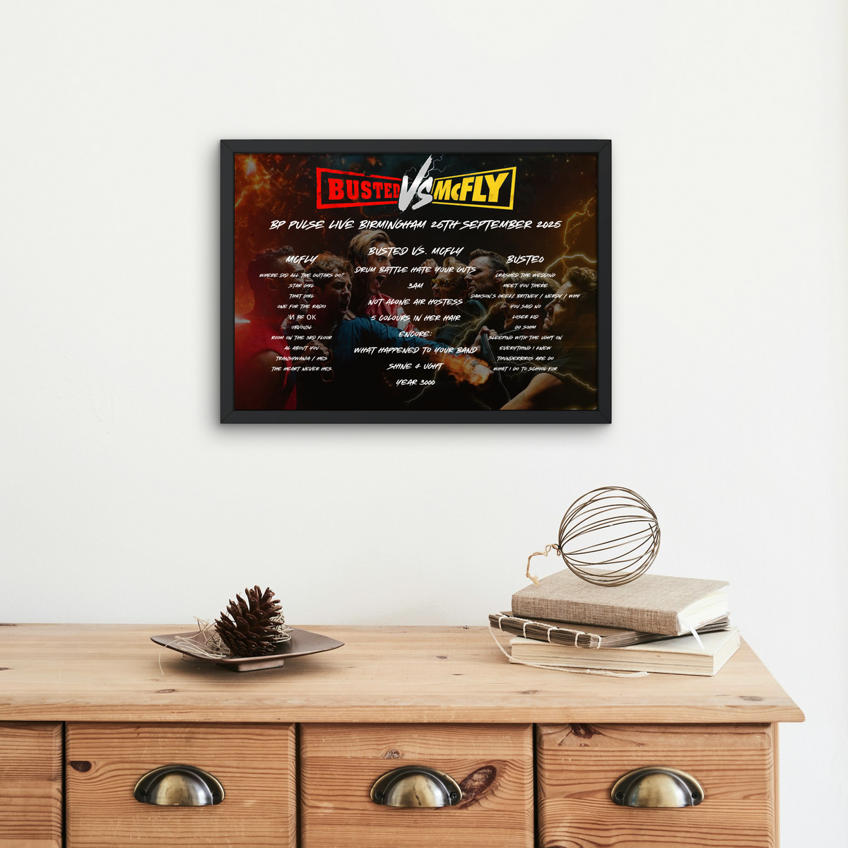 Busted vs McFly 2025 Tour Setlist Print - All dates