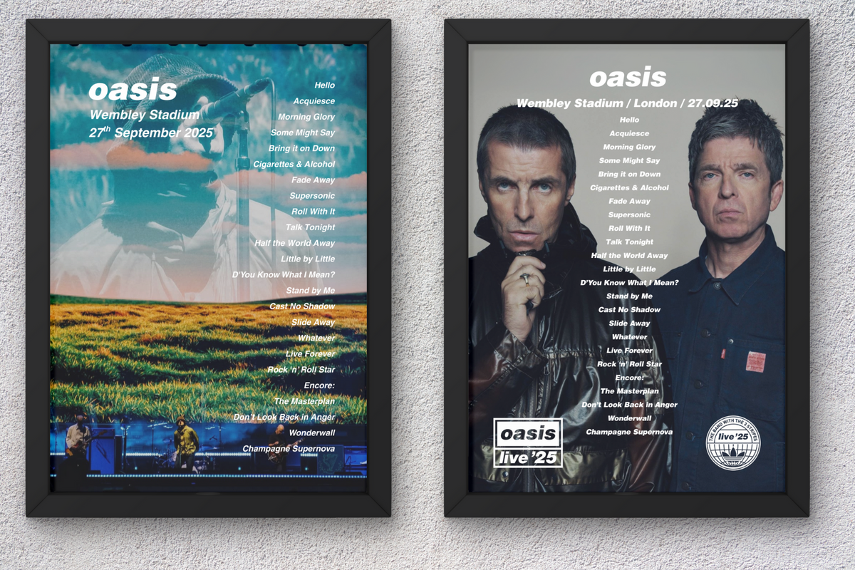 Oasis Wembley Setlist Print - All Dates