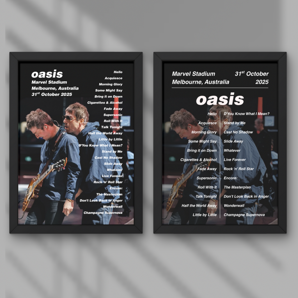 Oasis Melbourne Setlist Prints - All Dates