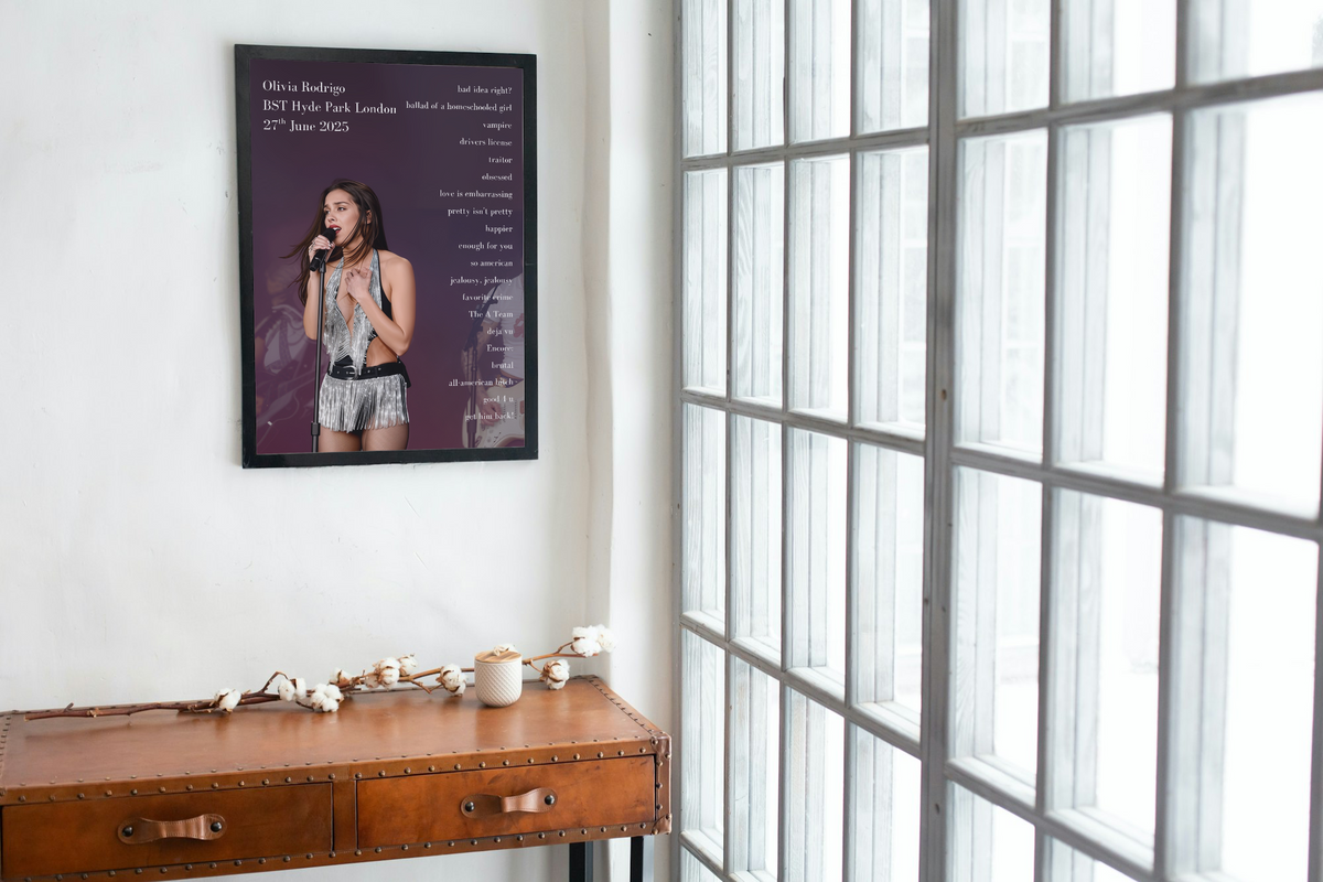 Olivia Rodrigo Hyde Park & Glasto Setlist Posters | A1-5 Frame Option
