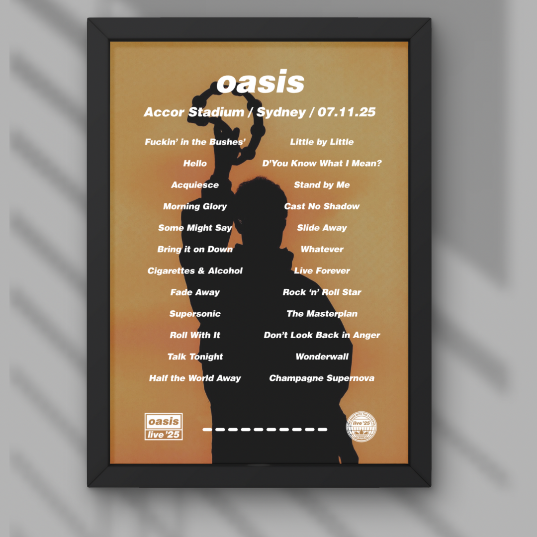 Oasis Sydney Setlist Print - Night One 7th Nov
