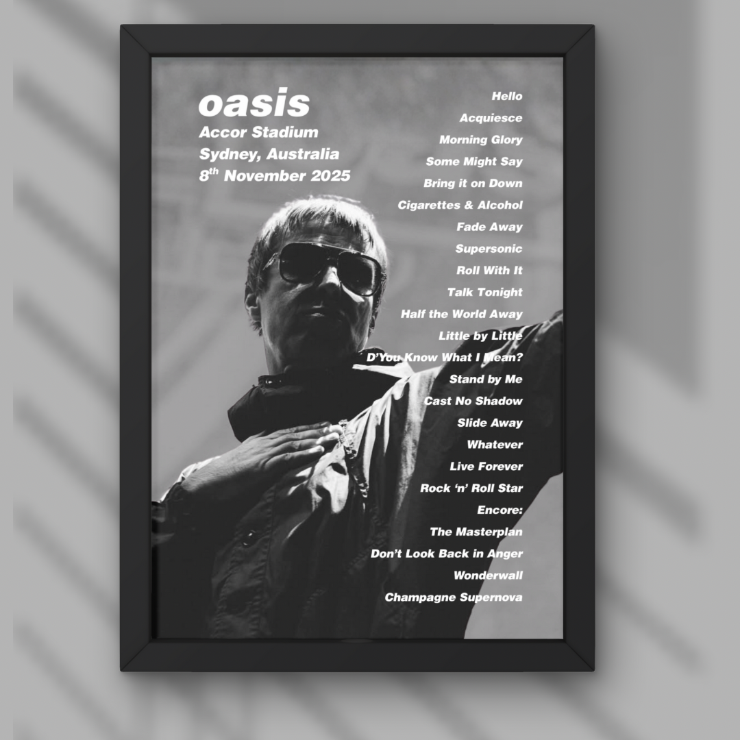 Oasis Sydney Setlist Print - Night Two 8th Nov