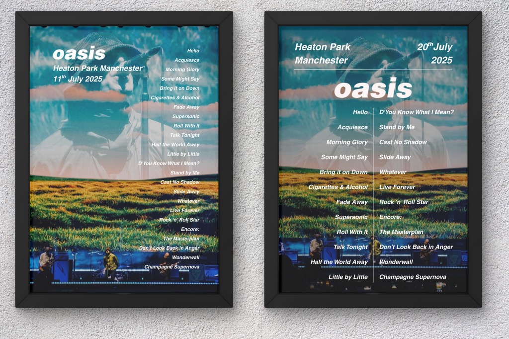 Oasis Edinburgh Setlist Print - All Dates