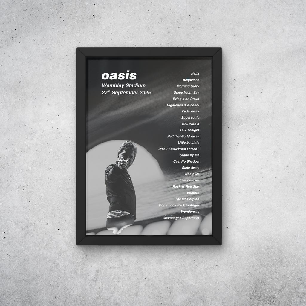 Oasis Wembley Setlist Print - All Dates
